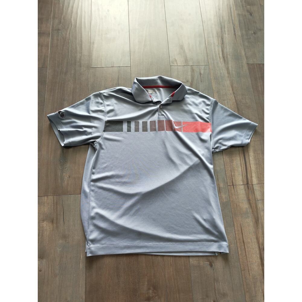 Nike Golf Mens Polo Shirt Large L Dri-Fit Grey Two-Tone Standard Fit